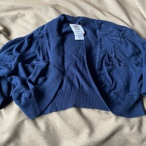 Her Universe Navy Blue Cropped Knit Cardigan with Embroidered Cinderella Castle